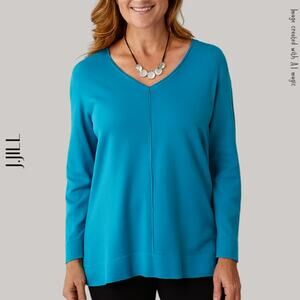 J.JILL Teal Blue Majestic V Neck Sweater, M